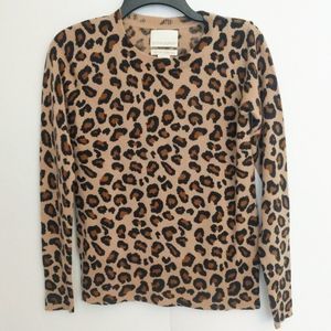 CYNTHIA ROWLEY Animal Print 2 Ply Cashmere Sweater